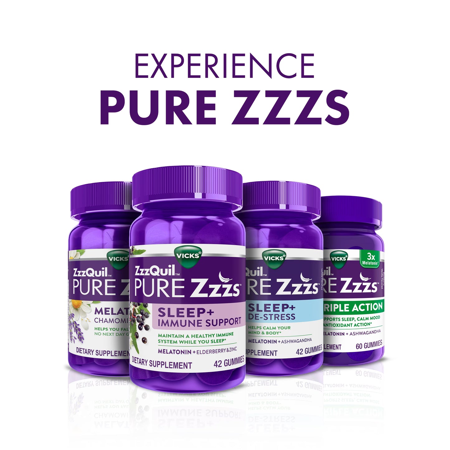 ZzzQuil PURE Zzzs Sleep+ Destress Melatonin Gummies